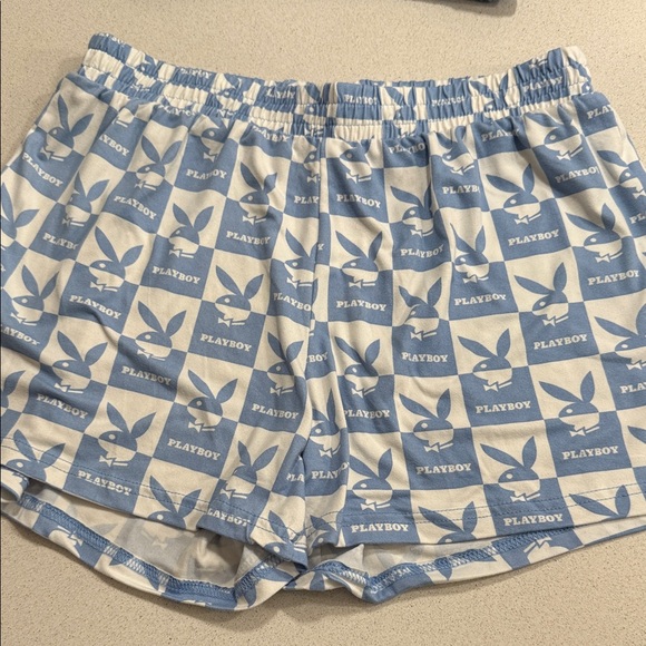 NWOT PLAYBOY Light Blue Sports Bra and Logo Shorts - Picture 3 of 6